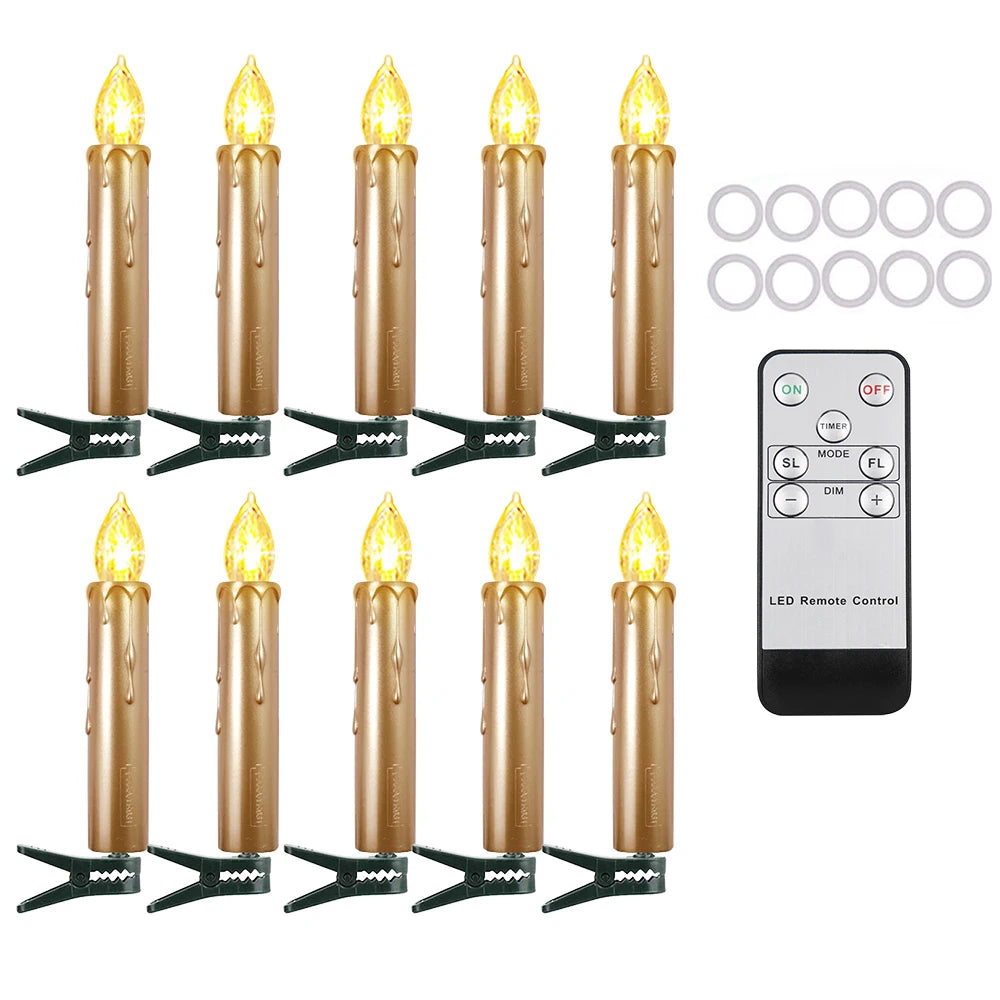 Golden LED Candle with Remote Control – Flickering Flame & Timer