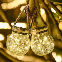 Solar Powered Cracked Glass Jar Lamp - candletown.net