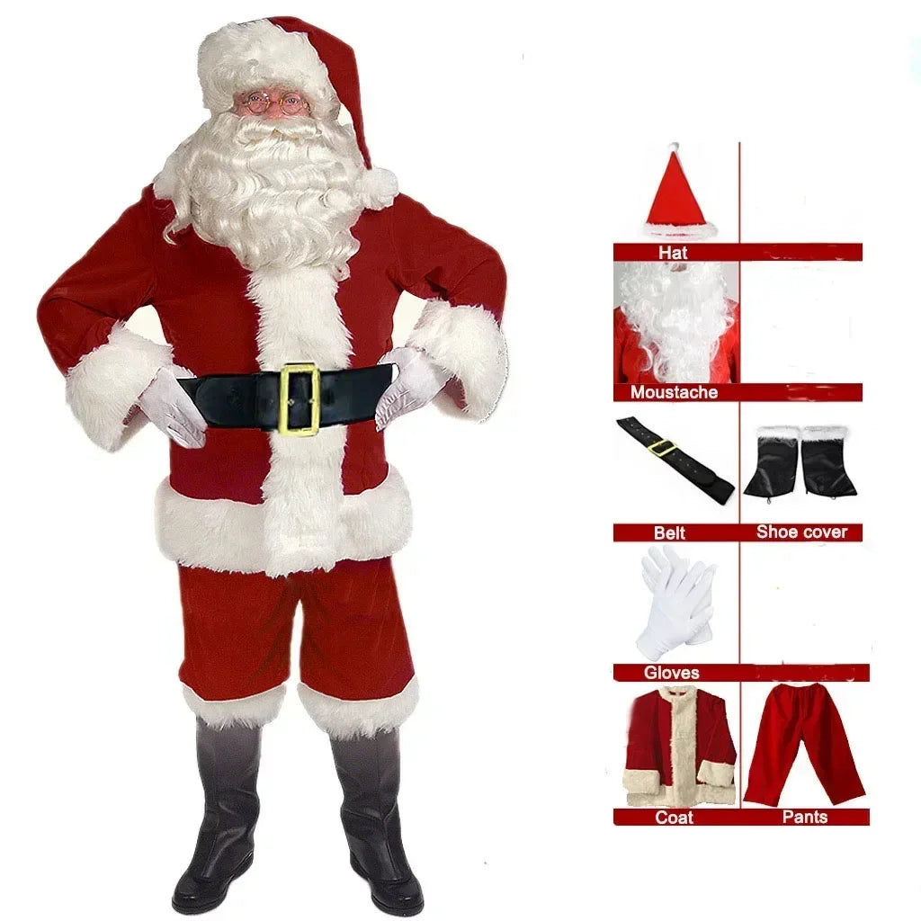 Deluxe Santa Claus Costume for Men – Classic Red Christmas Cosplay Set