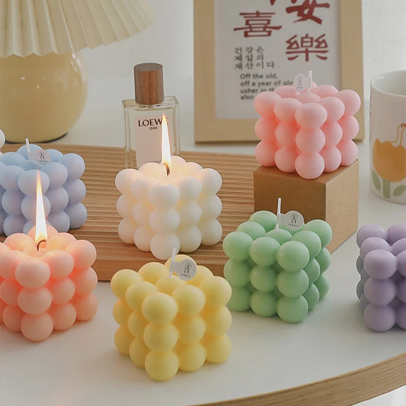 Big Cube Bubble Scented Candle – Modern Sculpted Design - candletown.net