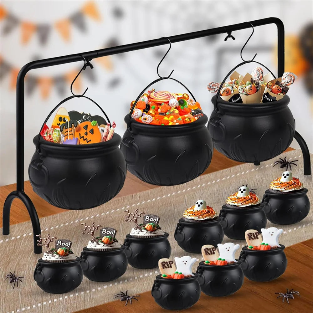 Black Plastic Cauldron Candy Bucket – Halloween Trick or Treat Jar - candletown.net