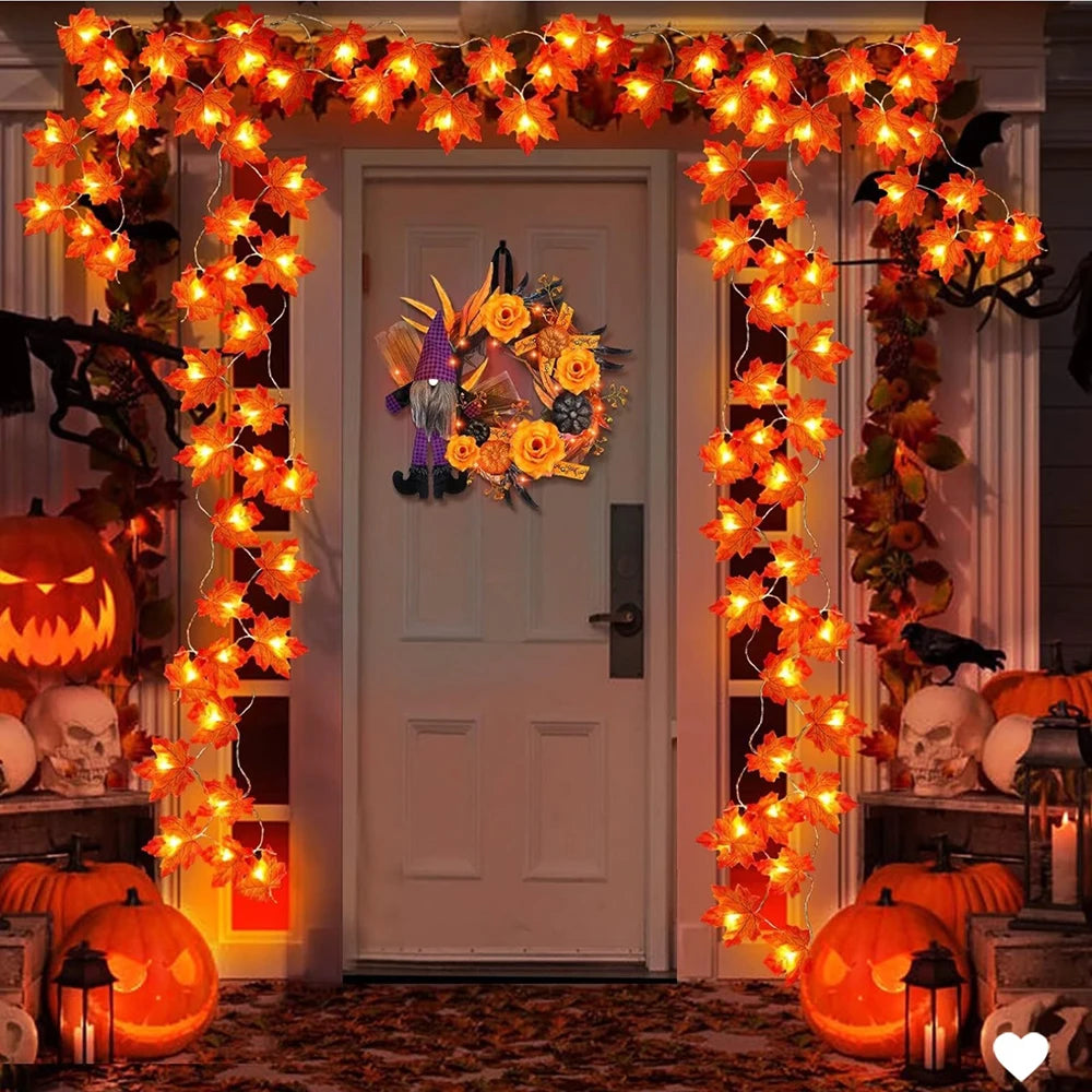 Halloween Vaahteranlehti LED-valosarja – 2/3/6 m Syysköynnös