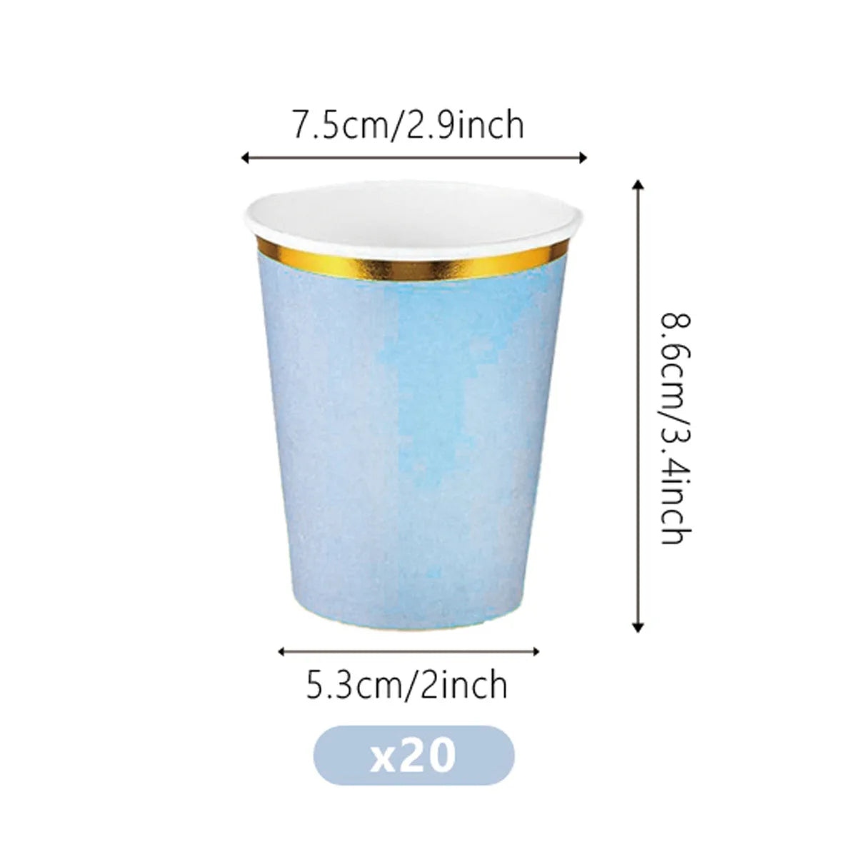 Dusty Blue Gold Rim Party Plates Set