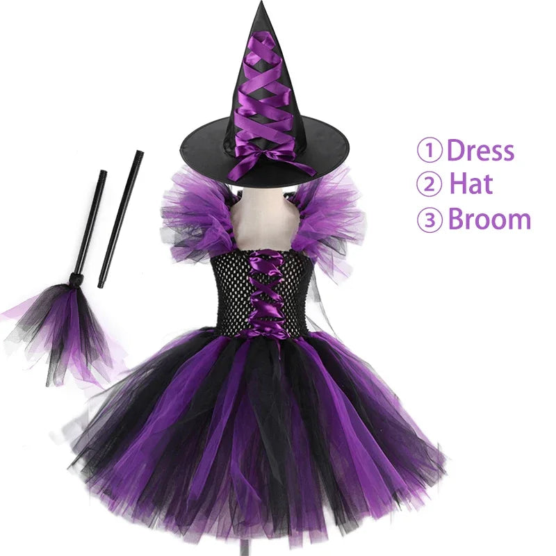 Kids Witch Costume – Hat, Broom & Accessory Options (Multicolor) - candletown.net