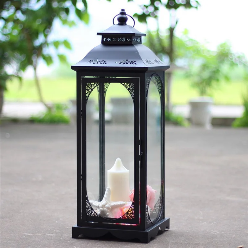 Black Metal Outdoor Candle Lantern