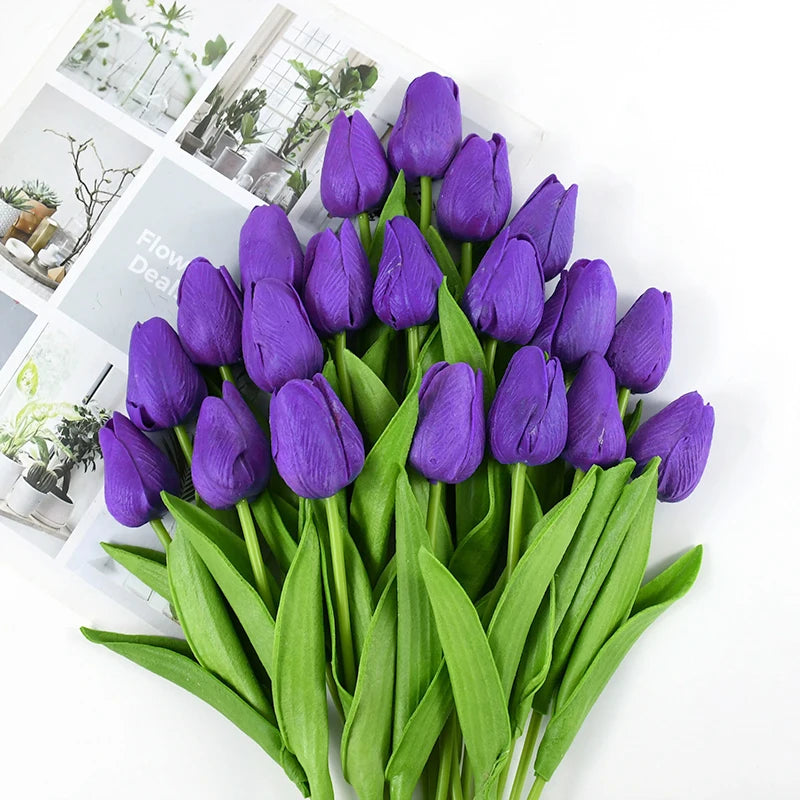 10pcs Tulip Artificial Flowers – Lifelike & Elegant Decor - candletown.net