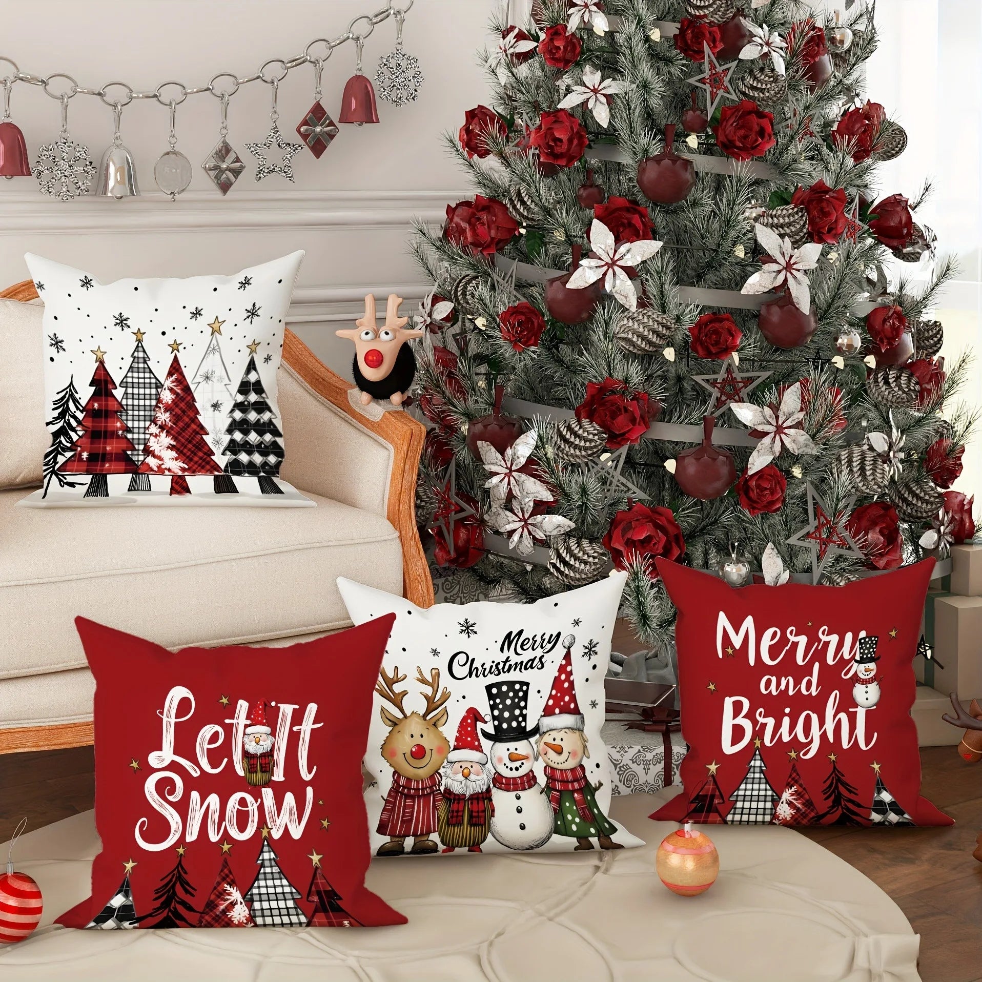Christmas Decoration Pillowcase – Santa & Christmas Tree Design