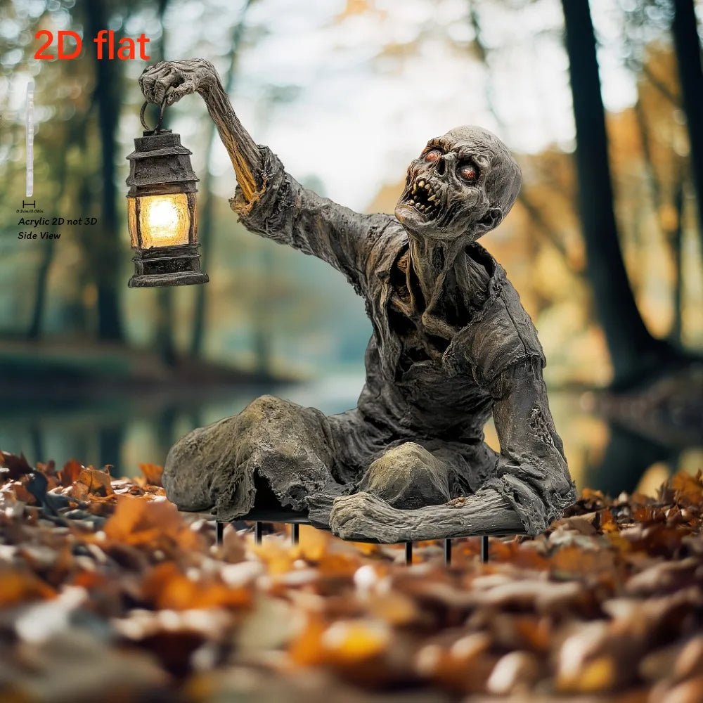Halloween Zombie Lantern Ground Ornament – Acrylic Spooky Yard Decoration - candletown.net