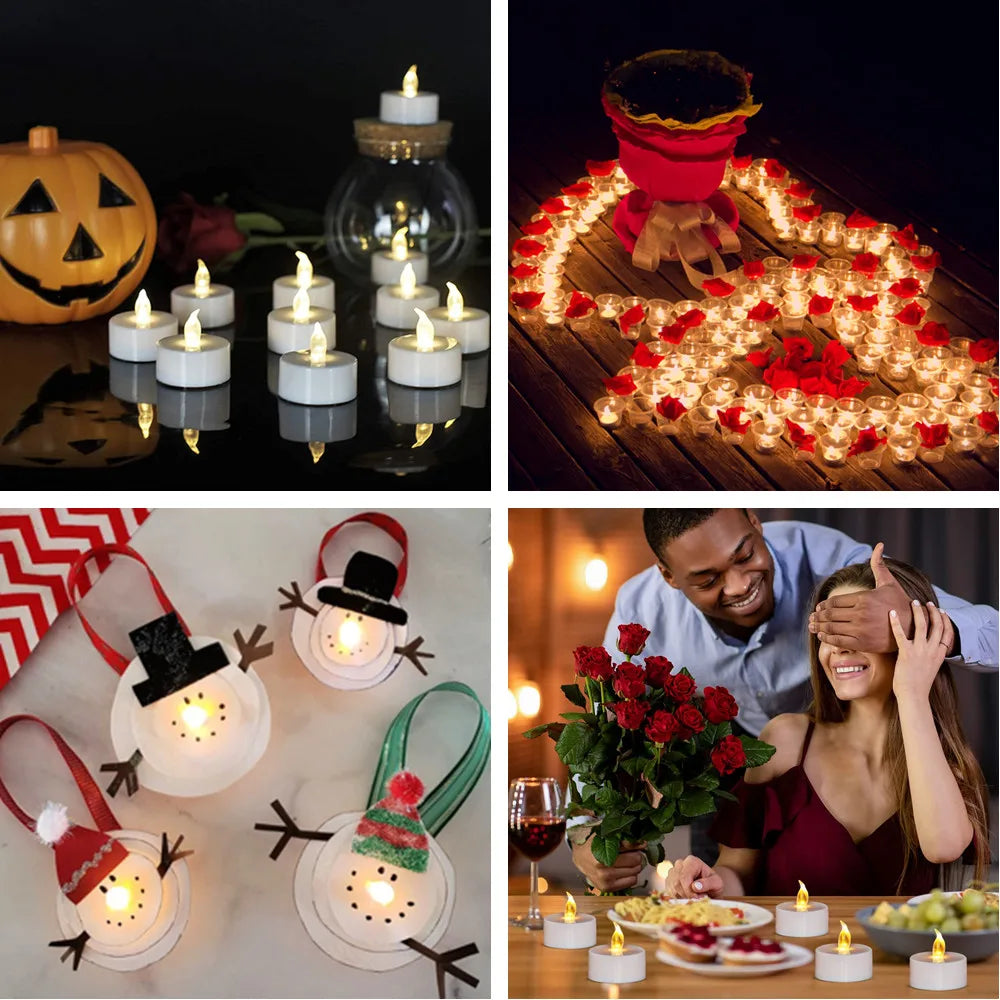 24-Pack Flickering LED Tea Light Candles – Remote & Flameless Decor - candletown.net