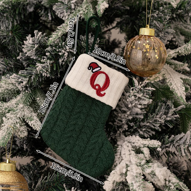 Christmas Knitted Stocking with Letter Design