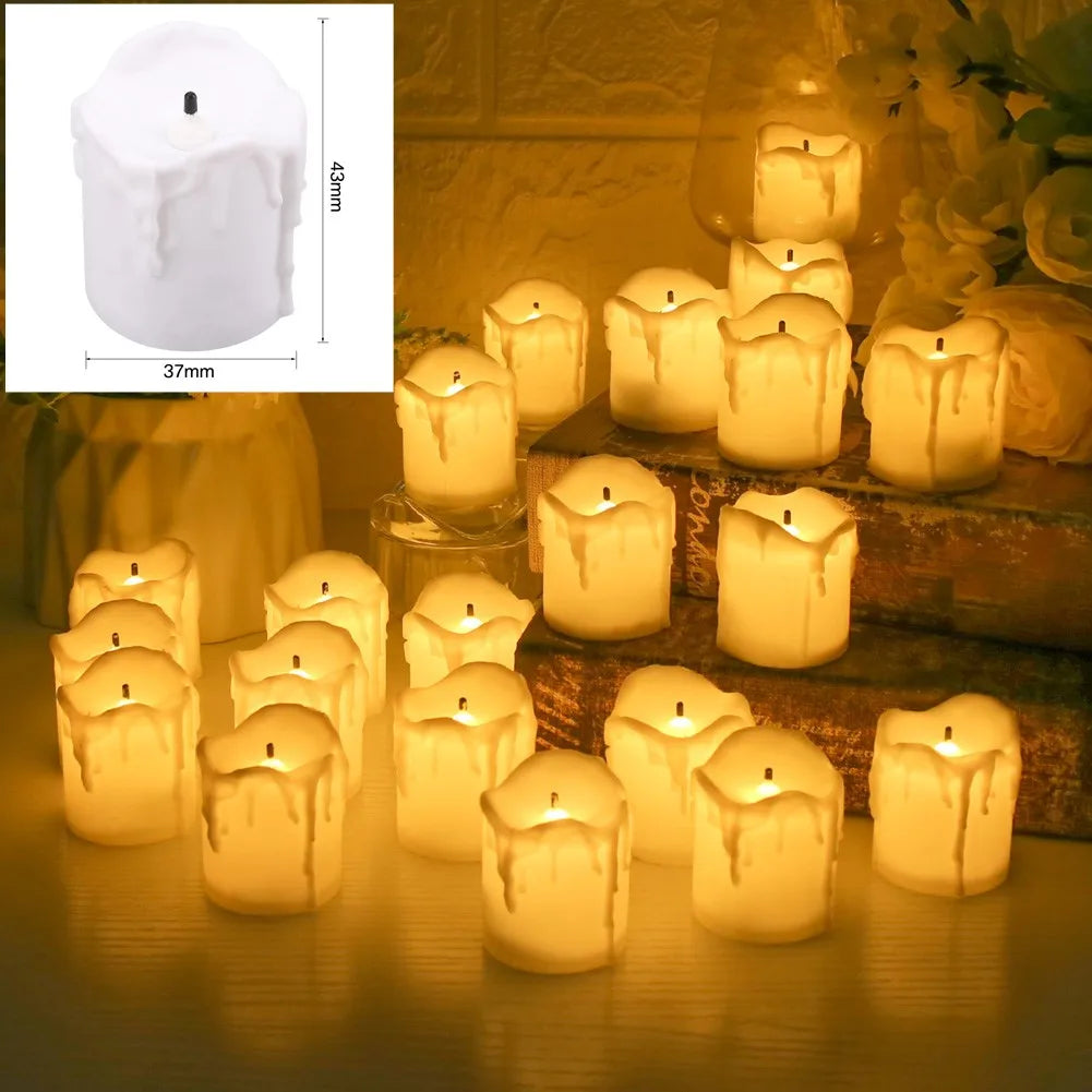 24-Pack Flickering LED Tea Light Candles – Remote & Flameless Decor - candletown.net