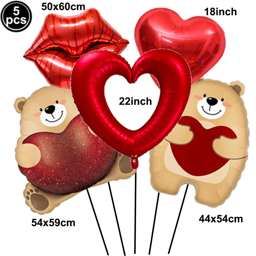 Heart Shaped Foil Balloons – 18 Inch (5 pcs) - candletown.net