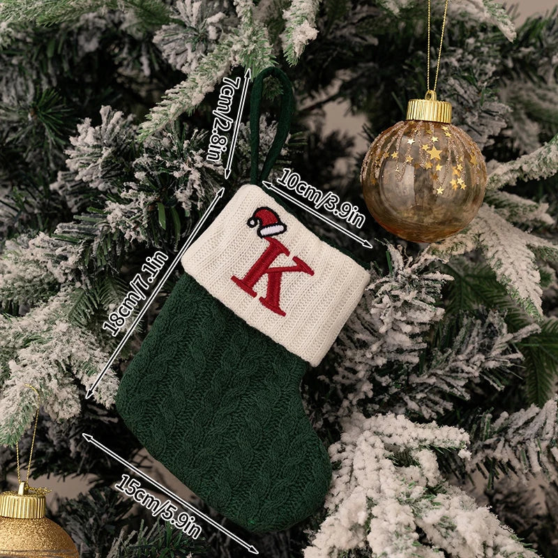 Christmas Knitted Stocking with Letter Design