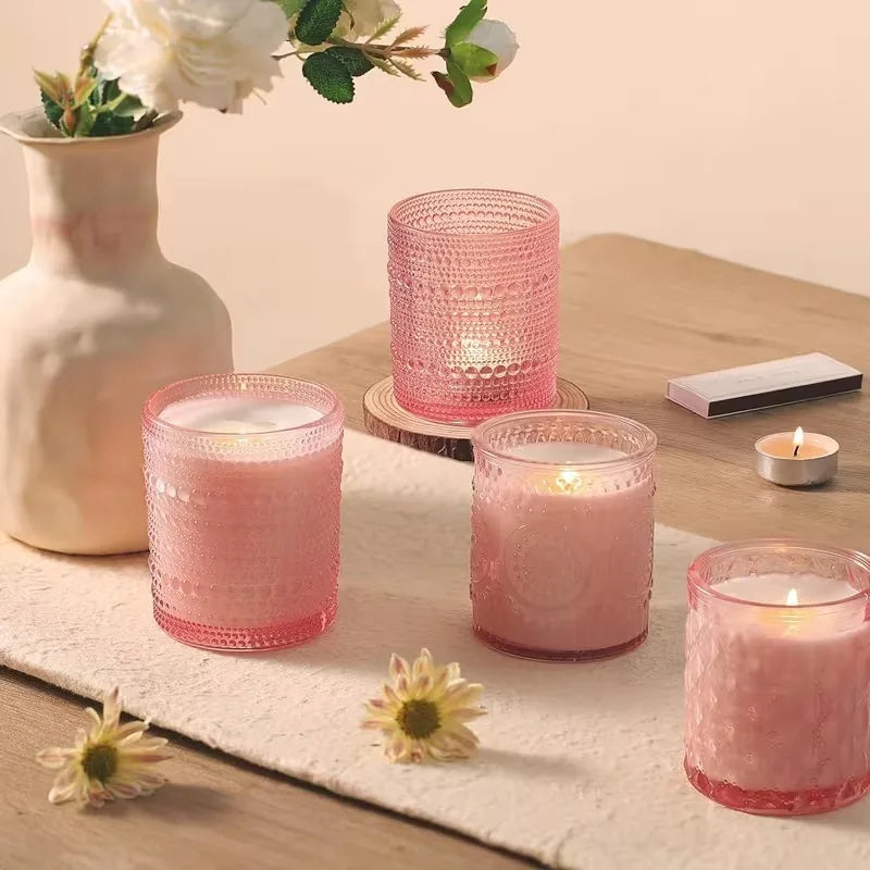 12PCS Glass Candle HolderTransparent Multicolor Aromatherapy Creative Table Decor Home Party Valentine Gift Candle Accessories - candletown.net