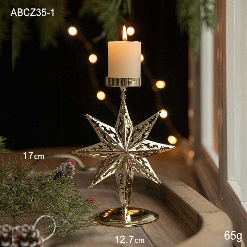 Christmas Metal Tealight Holders – Star, Snowflake & Elk