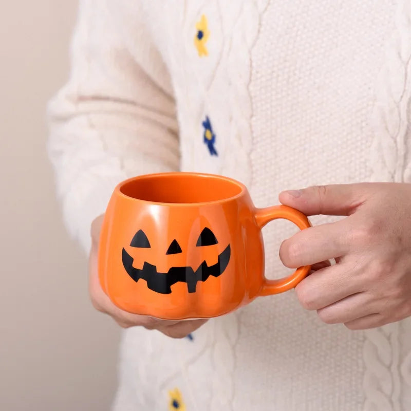 Halloween Pumpkin Ceramic Mug – 400 ml Cute Coffee Cup - candletown.net
