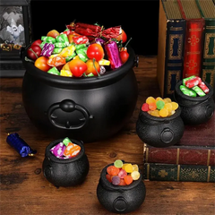Black Plastic Cauldron Candy Bucket – Halloween Trick or Treat Jar - candletown.net