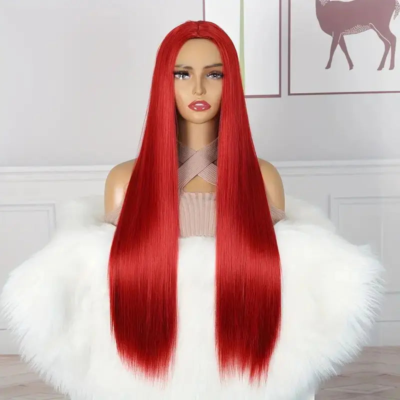 Long Straight Synthetic Wig with Bangs – Natural Look Wig for Women - candletown.net