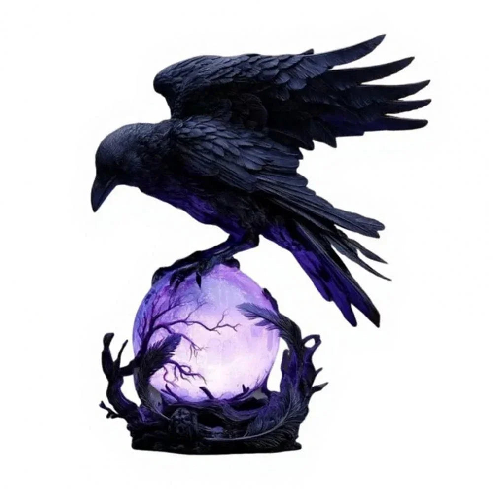 Raven Moonlight Gothic LED Table Lamp – Purple Orb Light - candletown.net