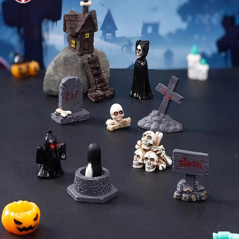 Mini Halloween Figurines – Resin Ghosts, Skulls & Tombstones for Spooky Decor - candletown.net