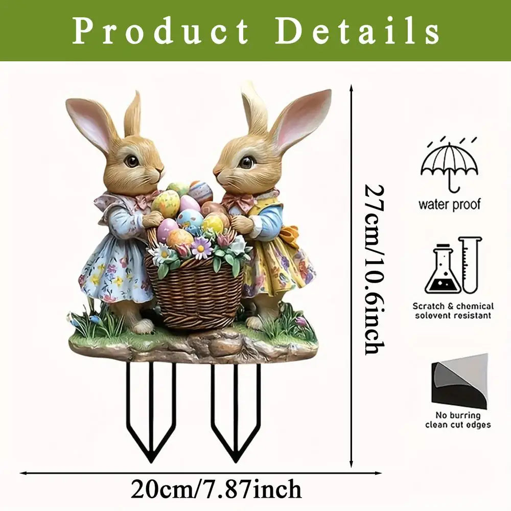 Easter Bunny Yard Sign – Acrylic Lawn Stake - candletown.net