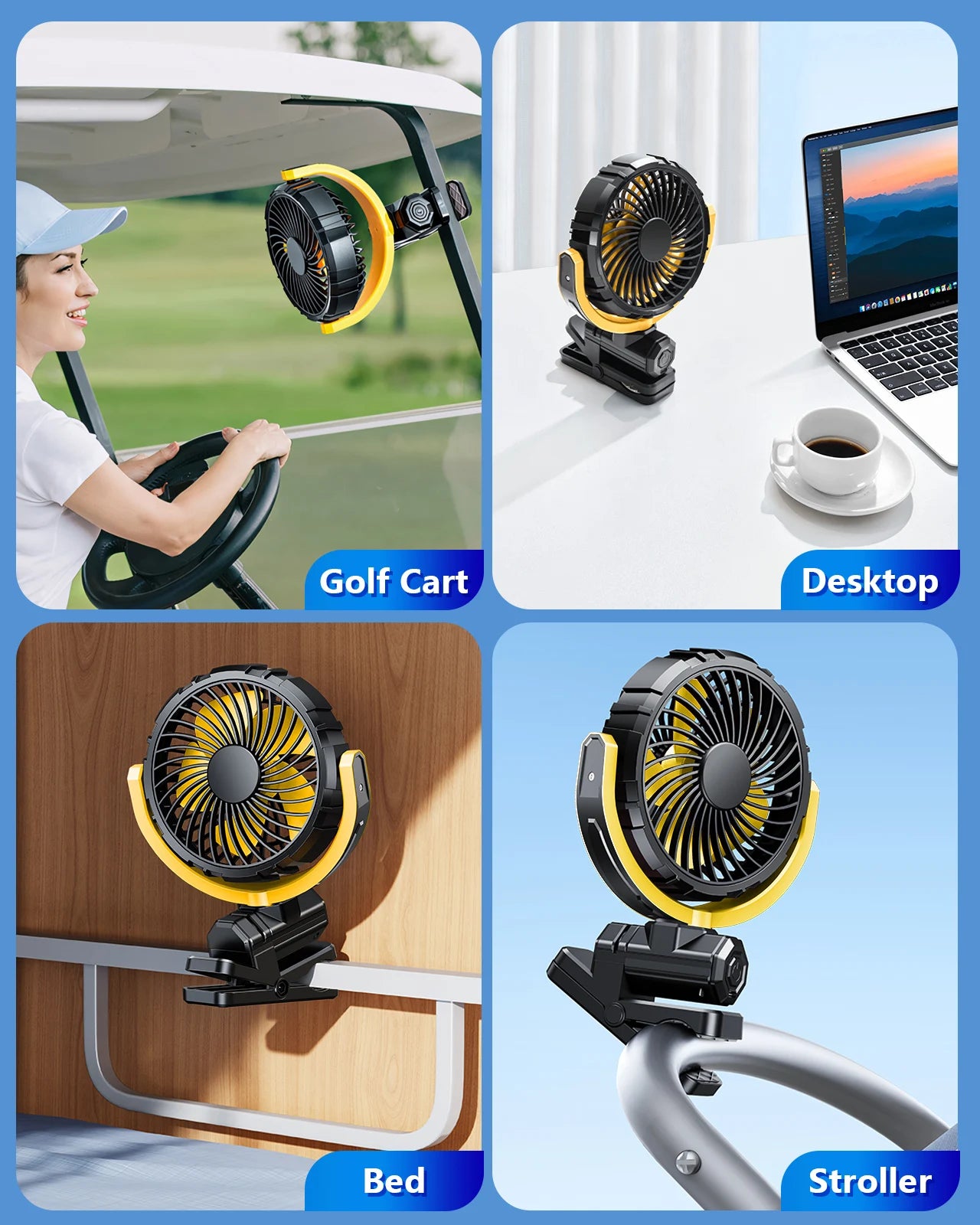Portable Clip-On Fan for Stroller, Desk & Car