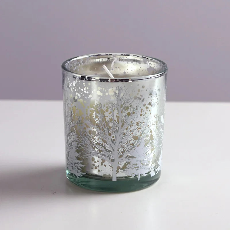 Metallic Twig Tree Glass Candle Holder