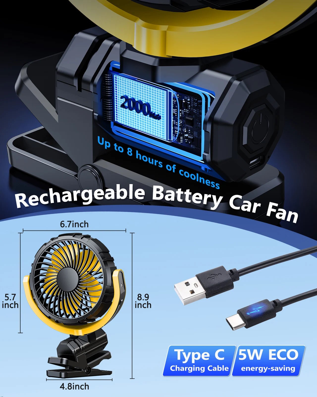 Portable Clip-On Fan for Stroller, Desk & Car