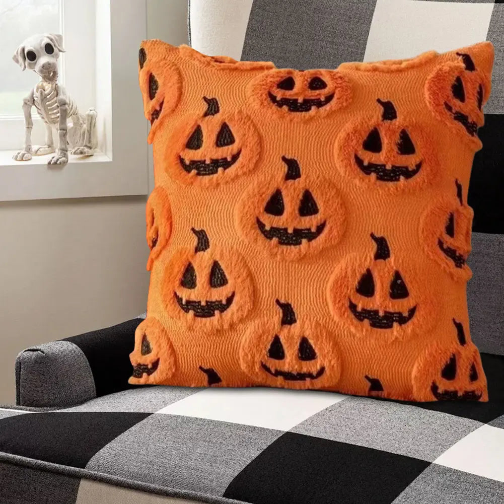 Halloween Kurpitsa Tyynynpäällinen – Brodeerattu Pehmeä Koristetyynynpäällinen 45 × 45 cm