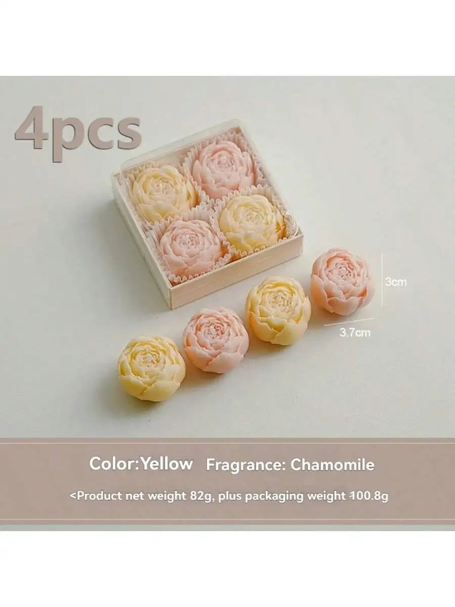 Rose Flower Shaped Soy Wax Candles – Set of 4 - candletown.net