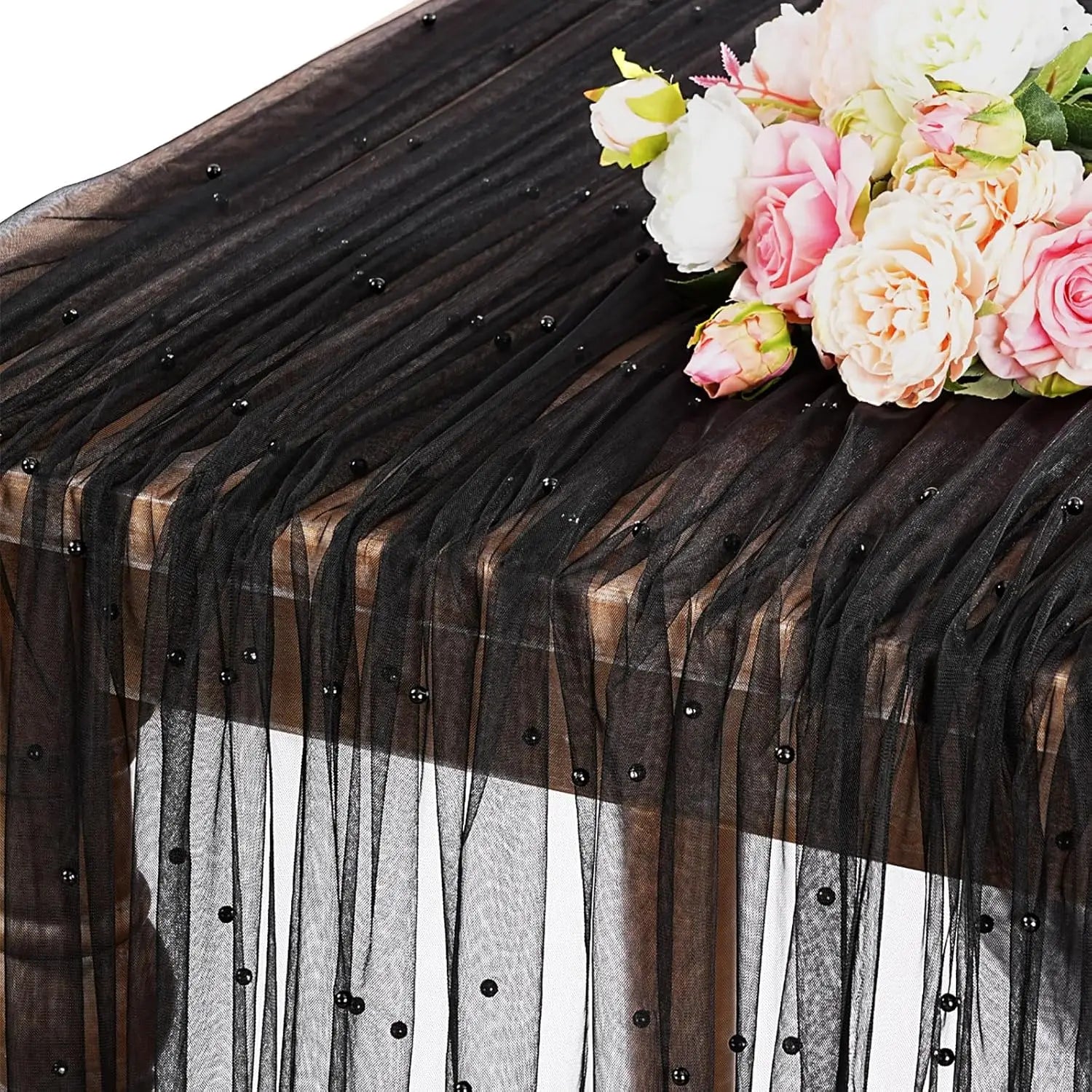 White Pearl Table Runner – Lace Tulle Wedding Decor - candletown.net