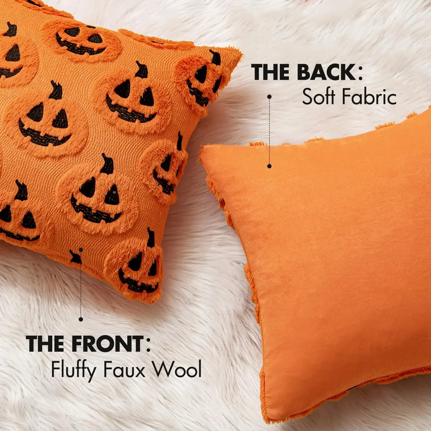Halloween Kurpitsa Tyynynpäällinen – Brodeerattu Pehmeä Koristetyynynpäällinen 45 × 45 cm