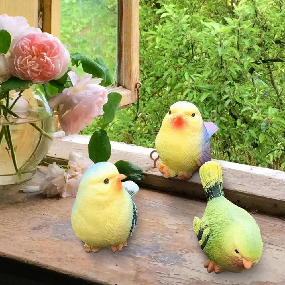 Set of 3 Handcrafted Resin Bird Statues Birds Animal Figurine Decoration for Outdoor Indoor Decoration at Lawn and Yard - candletown.net