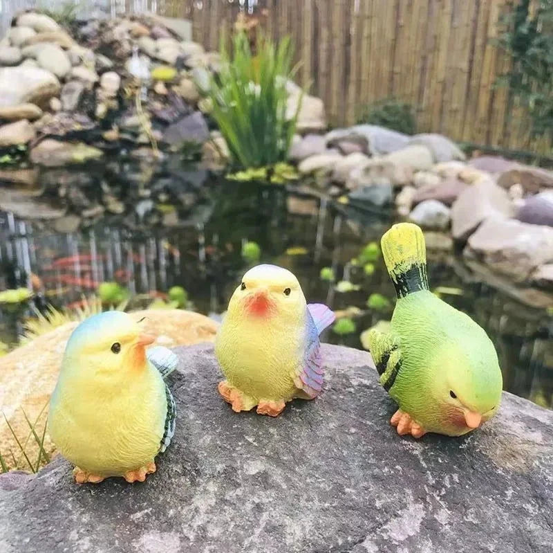 Set of 3 Handcrafted Resin Bird Statues Birds Animal Figurine Decoration for Outdoor Indoor Decoration at Lawn and Yard - candletown.net