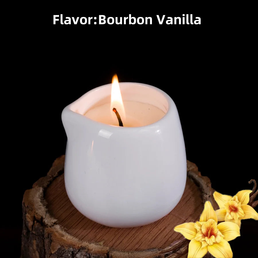 1pc Amber Vanilla massage essential oil candle, coconut wax, heating, body open back SPA romantic holder home decor valentines - candletown.net