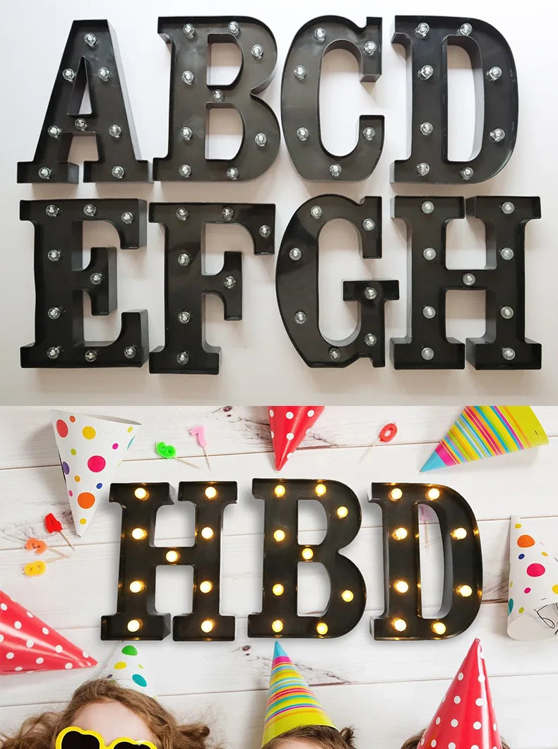 22cm LED Alphabet and Number Lights – Black Letter Decor - candletown.net