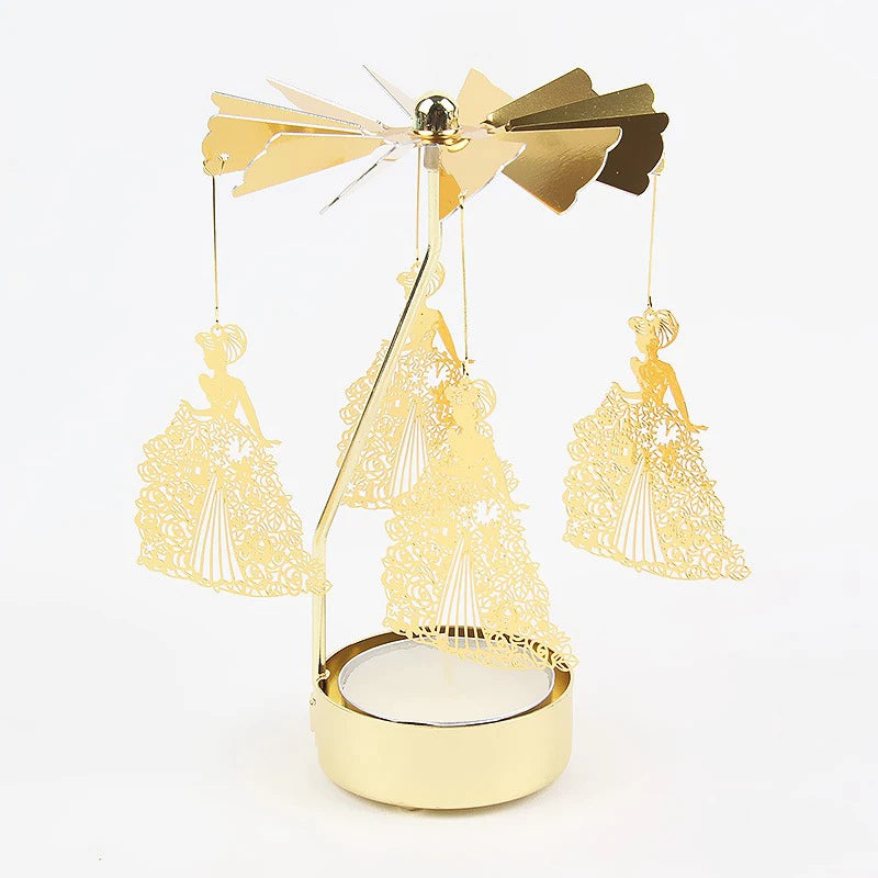 Golden Angel Chime Rotating Candle Holder - candletown.net