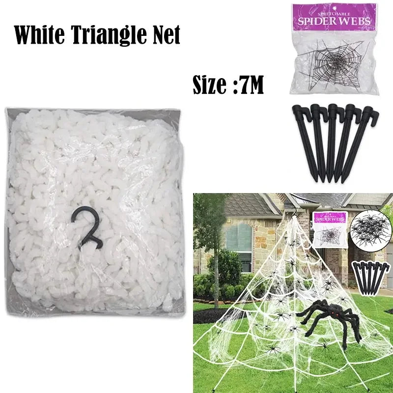 Halloween Spider Web with Spiders – Haunted House Decoration Set - candletown.net