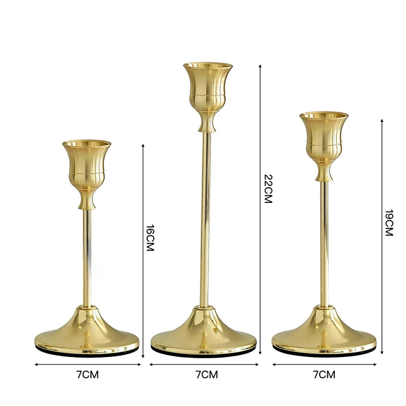 Vintage Metal Candle Holder Set (3 pcs)