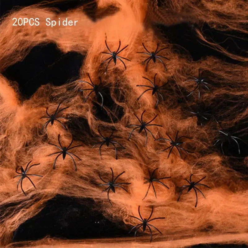 Halloween Spider Web with Spiders – Haunted House Decoration Set - candletown.net