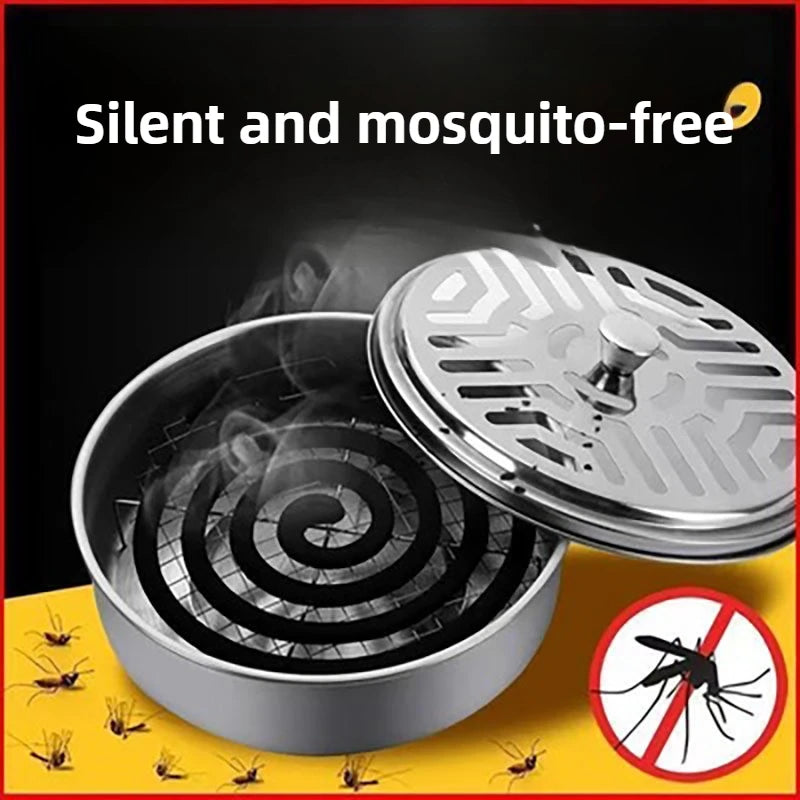 Mosquito repellent coil with 'silent and mosquito-free' text on a dark background