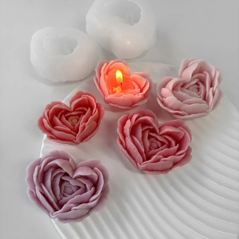 Heart Rose Silicone Mold for DIY Candle Making - candletown.net