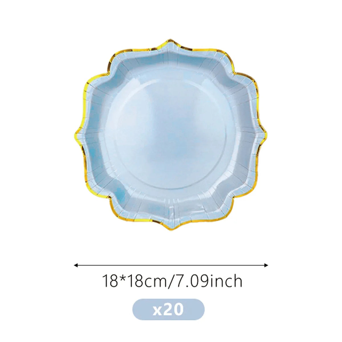 Dusty Blue Gold Rim Party Plates Set