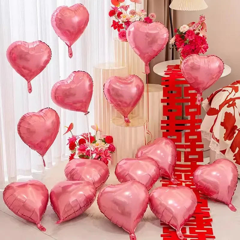 60-5PCS Red Heart Foil Balloons Inflatable Helium Balloon DIY Birthday Party Ornaments For Valentine's Day Wedding Party Gifts - candletown.net