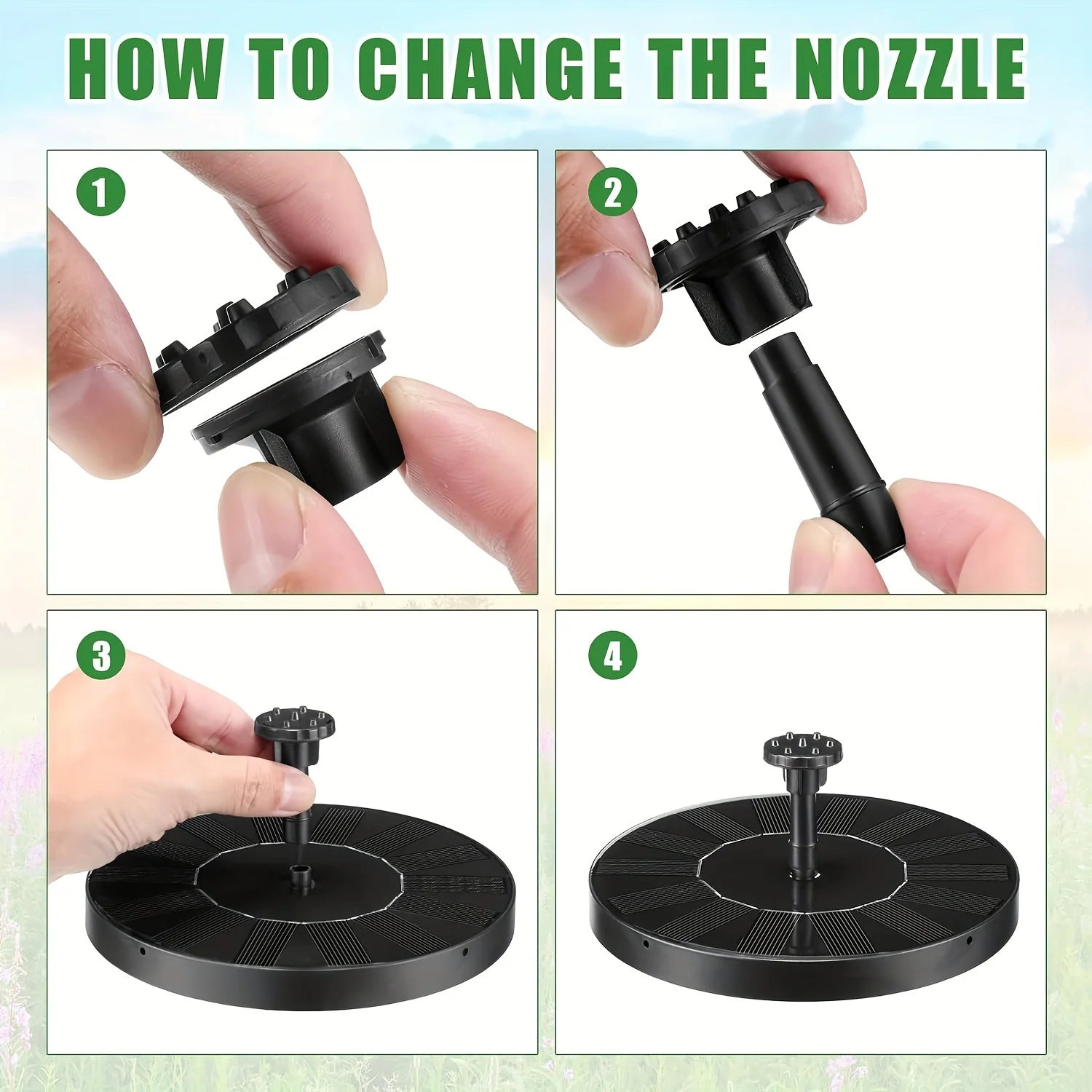 Solar Fountain with 6 Nozzles – Floating Pump for Garden & Yard - candletown.net