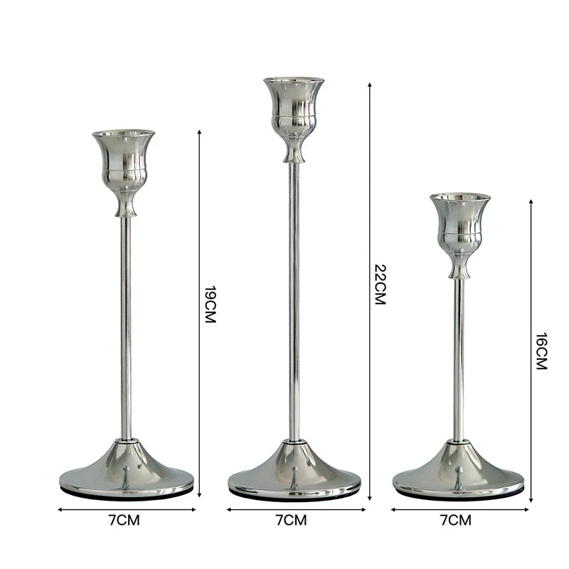Vintage Metal Candle Holder Set (3 pcs)