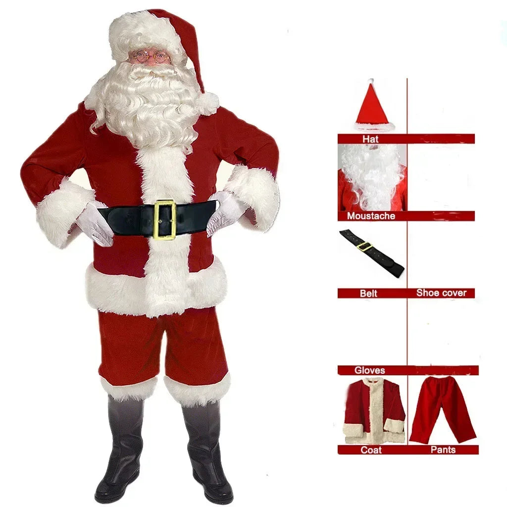 Deluxe Santa Claus Costume for Men – Classic Red Christmas Cosplay Set