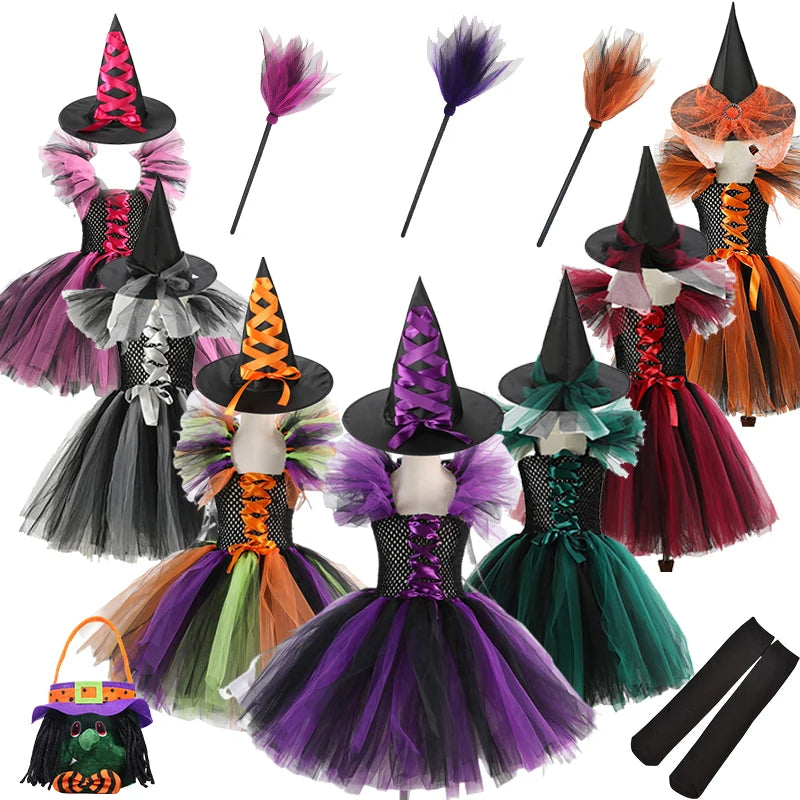 Kids Witch Costume – Hat, Broom & Accessory Options (Multicolor) - candletown.net