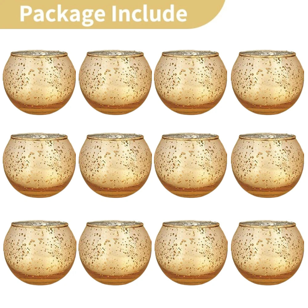 Reflective Glass Votive Candle Holders (Set of 6 or 12)