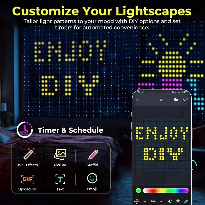 Smart Curtain Lights with Bluetooth App Control - RGB LED String for DIY Decor - candletown.net